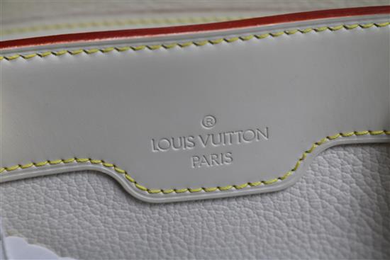 A Louis Vuitton Le Radieux handbag, cream with burgundy trim and matching purse